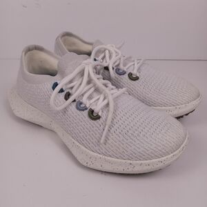 allbirds Women's White Knit Athletic Sneakers with Subtle Multicolor Eyelets